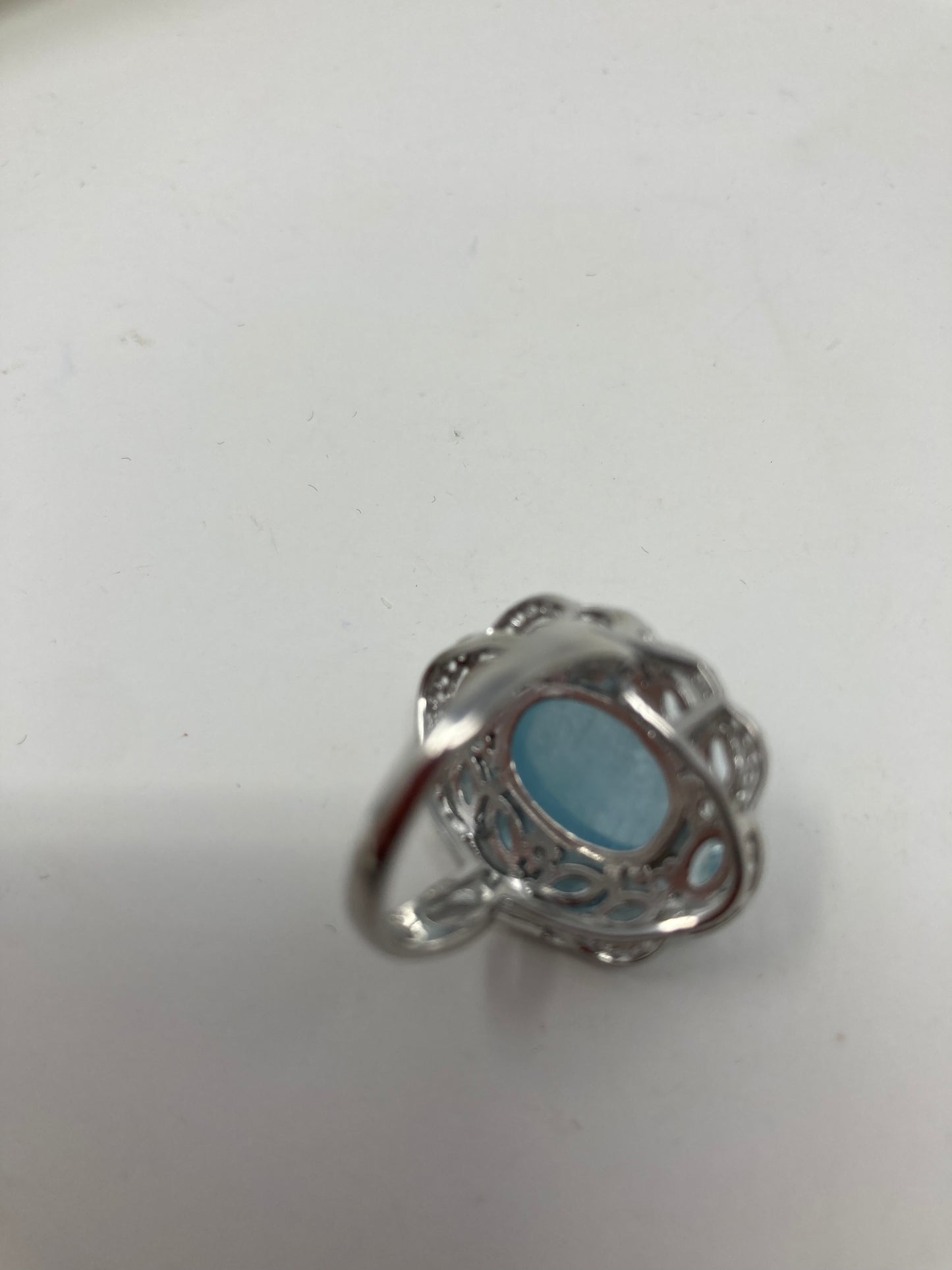 Rare 14mm by 10mm genuine Aquamarine Cabochon encrusted with Marquee shaped faceted Aquamarines