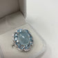 Rare 14mm by 10mm genuine Aquamarine Cabochon encrusted with Marquee shaped faceted Aquamarines