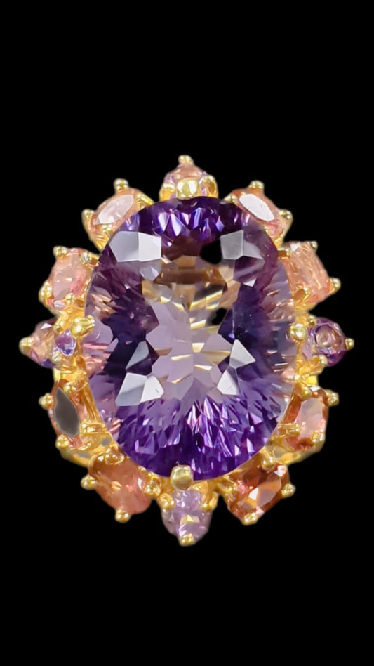 Genuine 20 CTW Amethyst with Tourmalines
