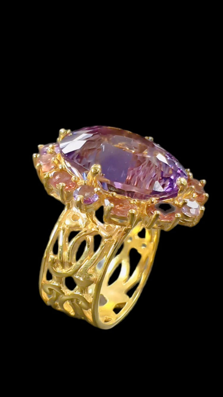 Genuine 20 CTW Amethyst with Tourmalines