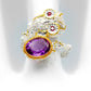 Genuine Amethyst Owl Ring