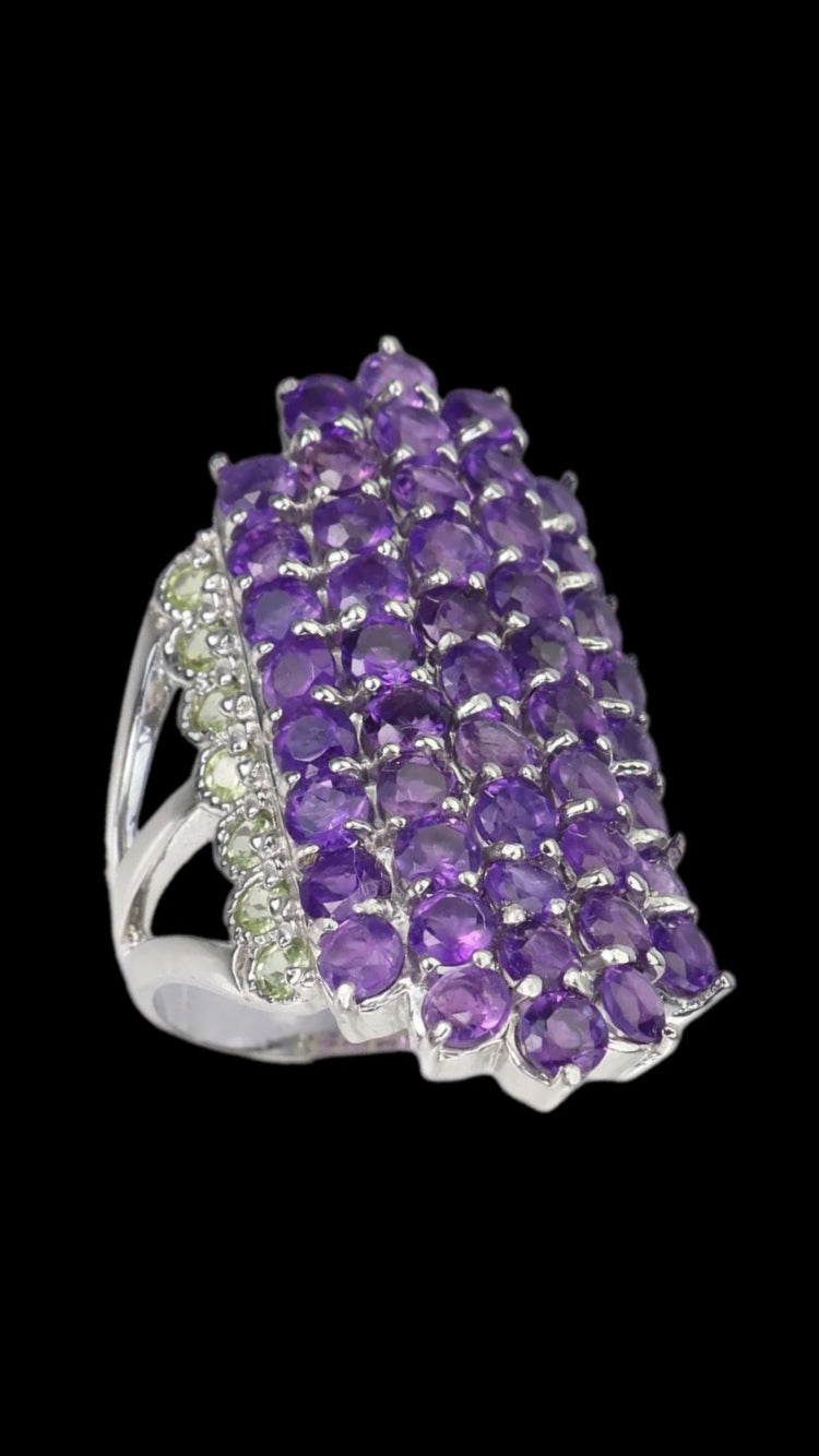 Majestic Genuine Amethyst & Peridot Cocktail Ring