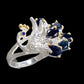 Unique Genuine Sapphires Peacock Ring
