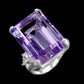 Elegant, Emerald Cut Faceted Genuine Amethyst Ring