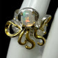 Delightful Genuine Fiery Opal Octopus Ring