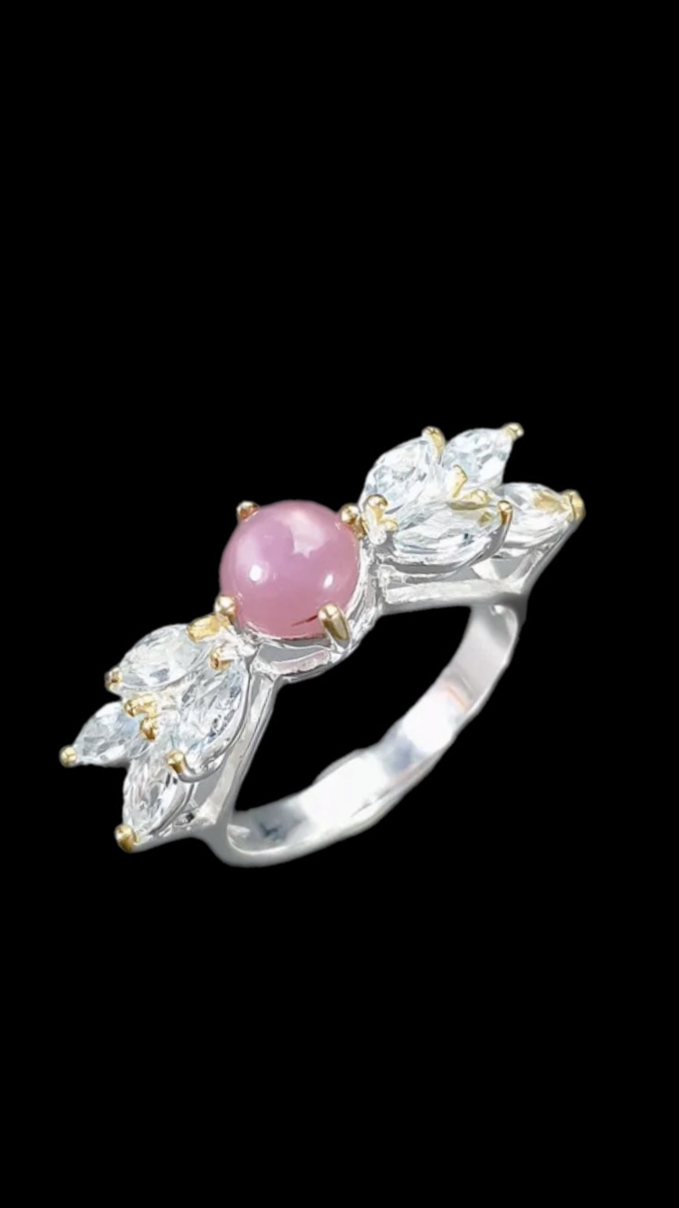 Genuine Pink Ruby & Blue Topaz Ring