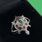Genuine Emerald & Rhodolite Garnets Turtle Ring