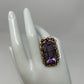 A Rare Treasure, Genuine 37 CTW Genuine Amethyst Ring, Encrusted with Garnets & White Tooaz