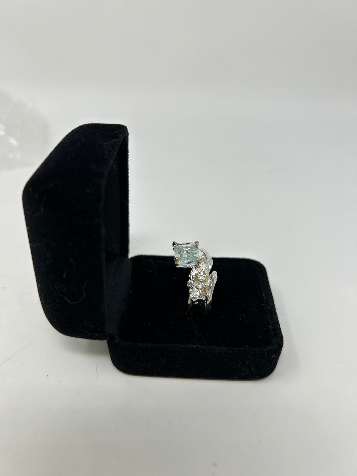 Genuine Natural Rare Aquamarine, Contemporary Emerald Cut, 10mm by 8mm