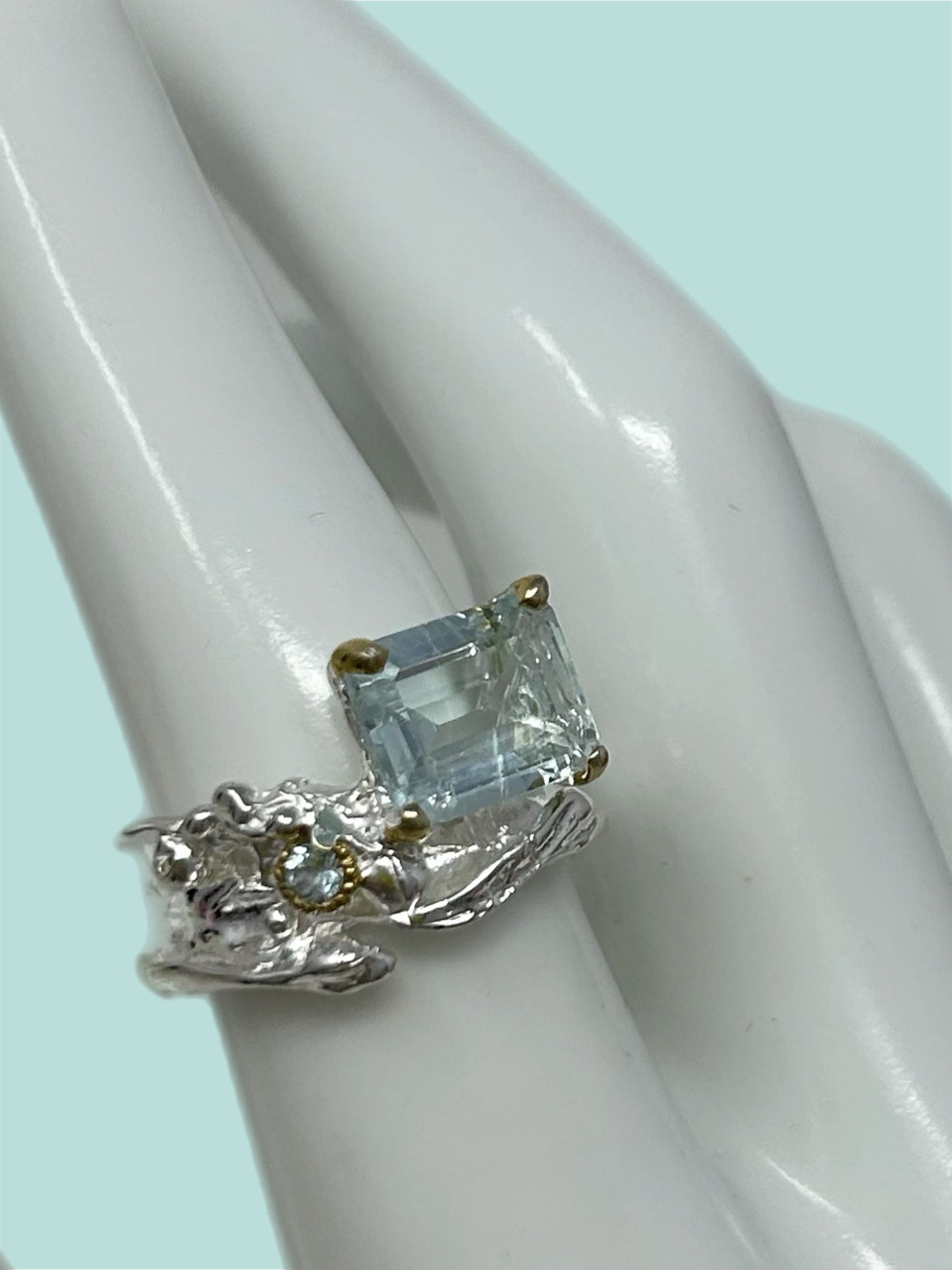 Genuine Natural Rare Aquamarine, Contemporary Emerald Cut, 10mm by 8mm