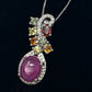 Genuine Star Ruby Pendant with Sapphires & Tourmaline’s