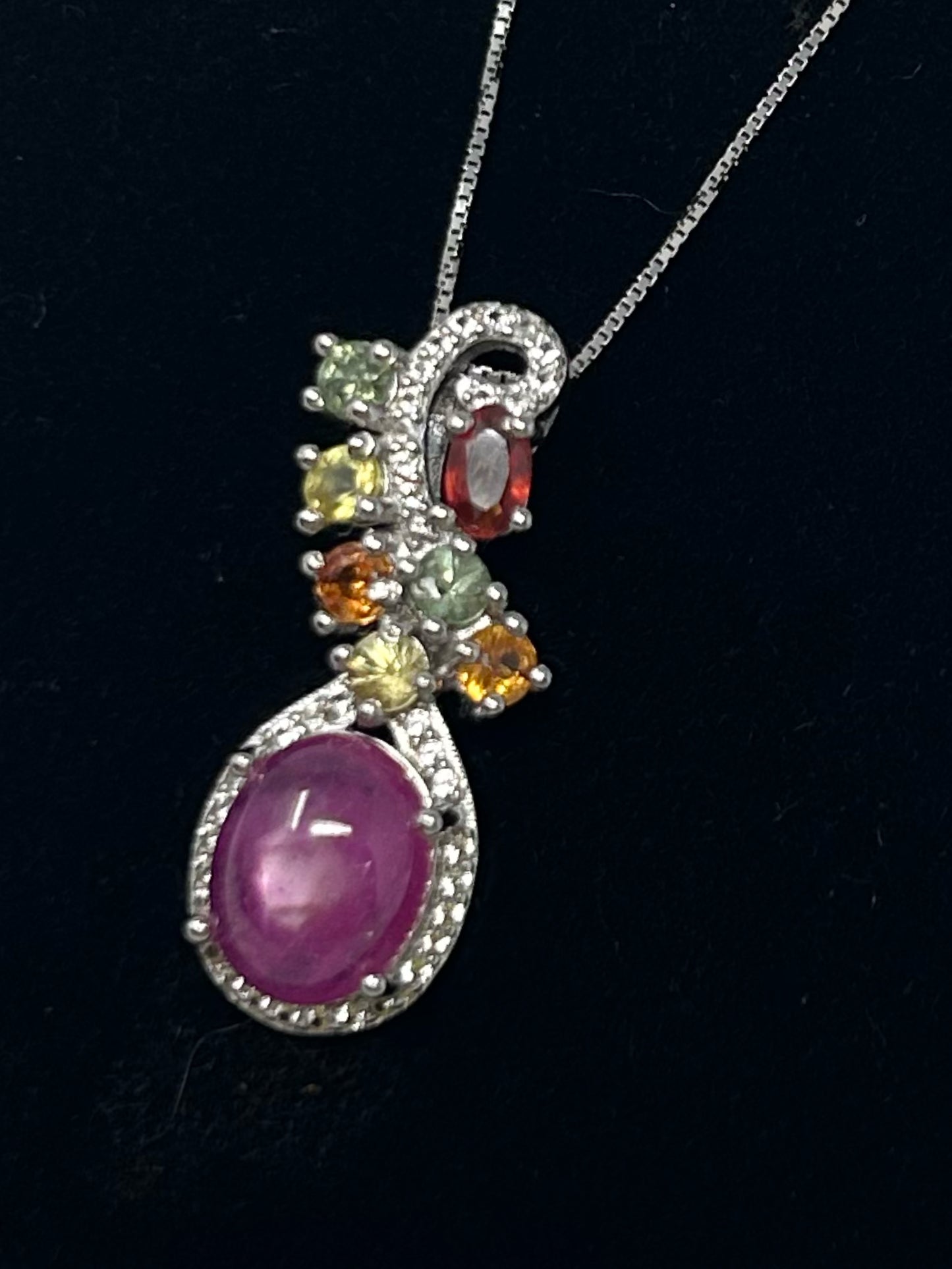 Genuine Star Ruby Pendant with Sapphires & Tourmaline’s