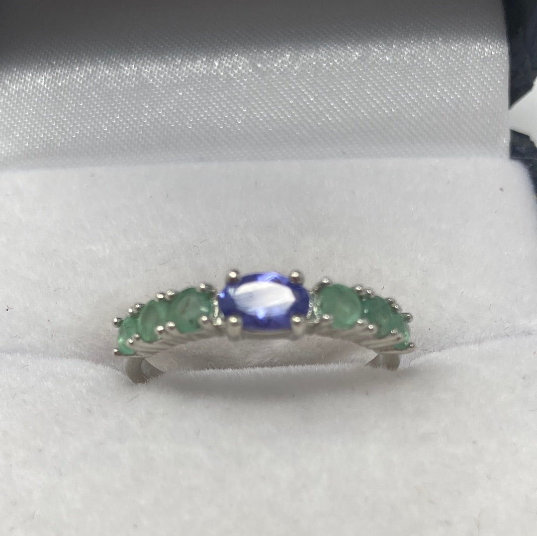 Genuine Tanzanite & Emerald Ring