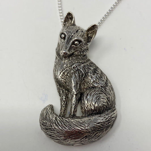 Endearing Sterling Silver Fox Pendant