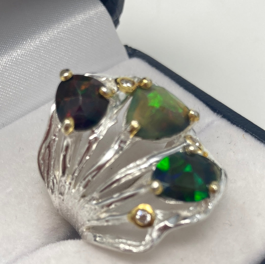 Genuine Black Opal Ring