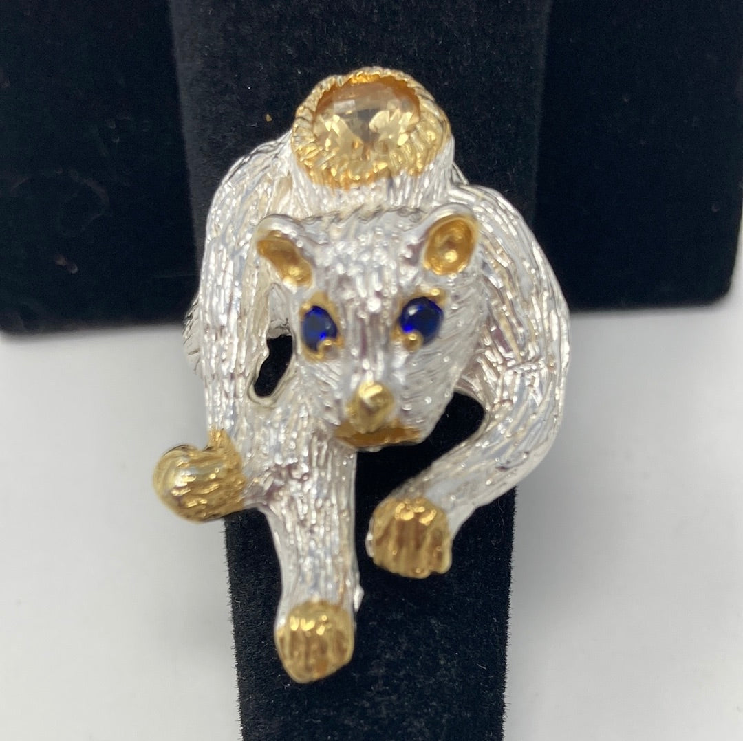 Genuine Citrine Cat Ring