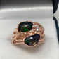 Rare Unusual Faceted Genuine Black Opal Ring