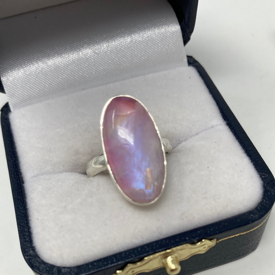 Genuine Rare Pink Moonstone Ring