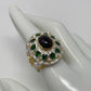 Crown Jewels, Genuine Black Opal & Russian Chrome Diopside Ring