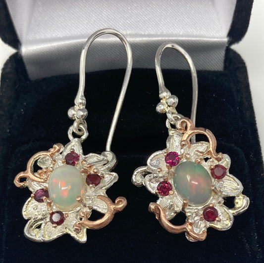 Genuine Fiery Opal Earrings