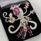 Genuine Ruby and Garnets Bird Brooch