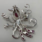 Genuine Ruby and Garnets Bird Brooch
