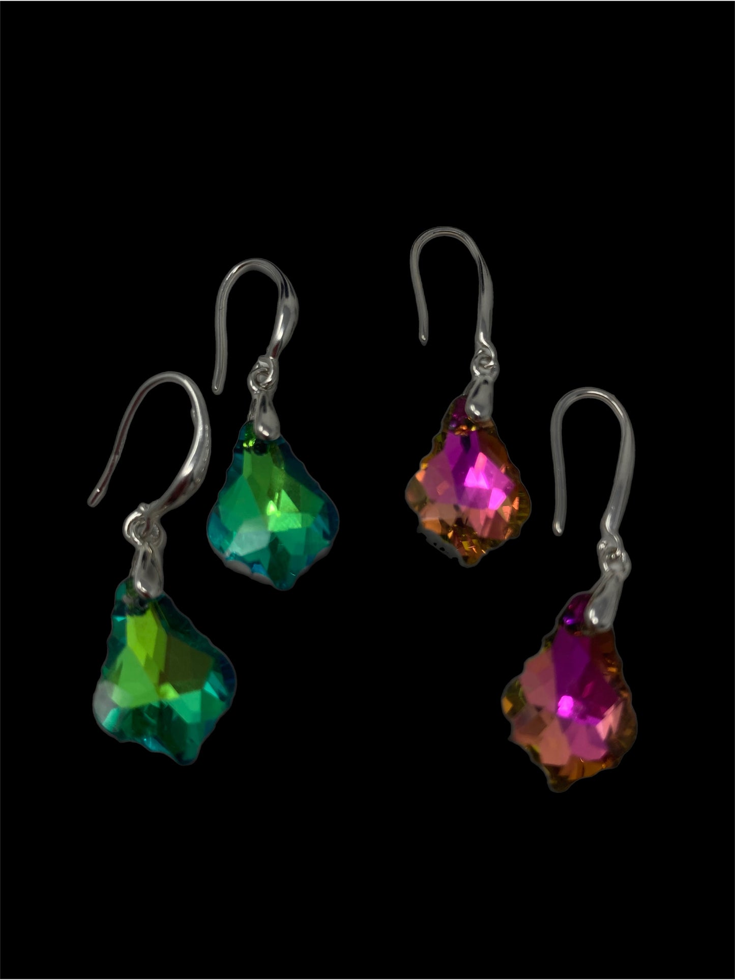 Two Pair of Faceted Crystal Earrings