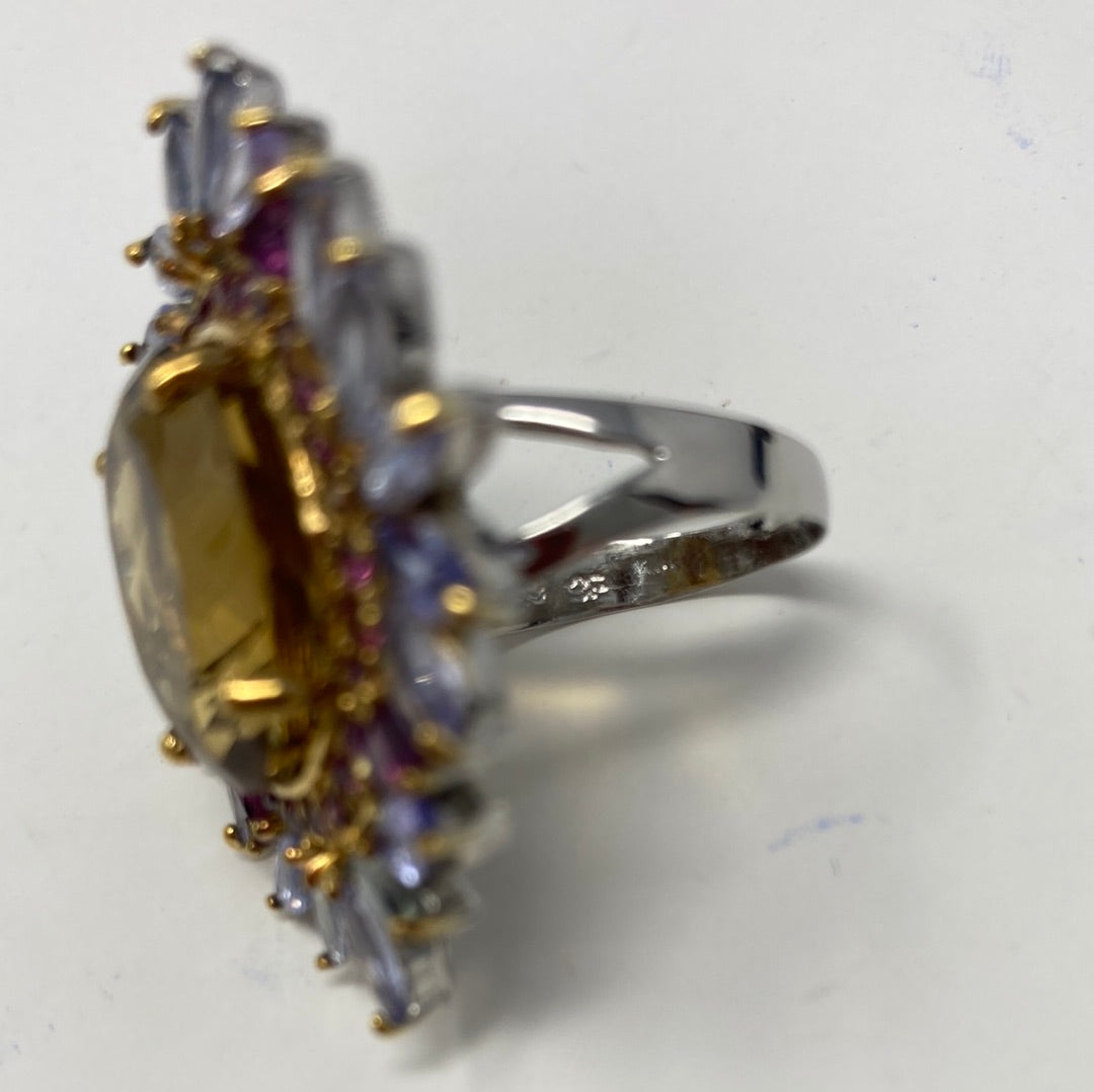 HOLD VICTORIA 18+CTWGenuine Citrine & Tanzanite Ring