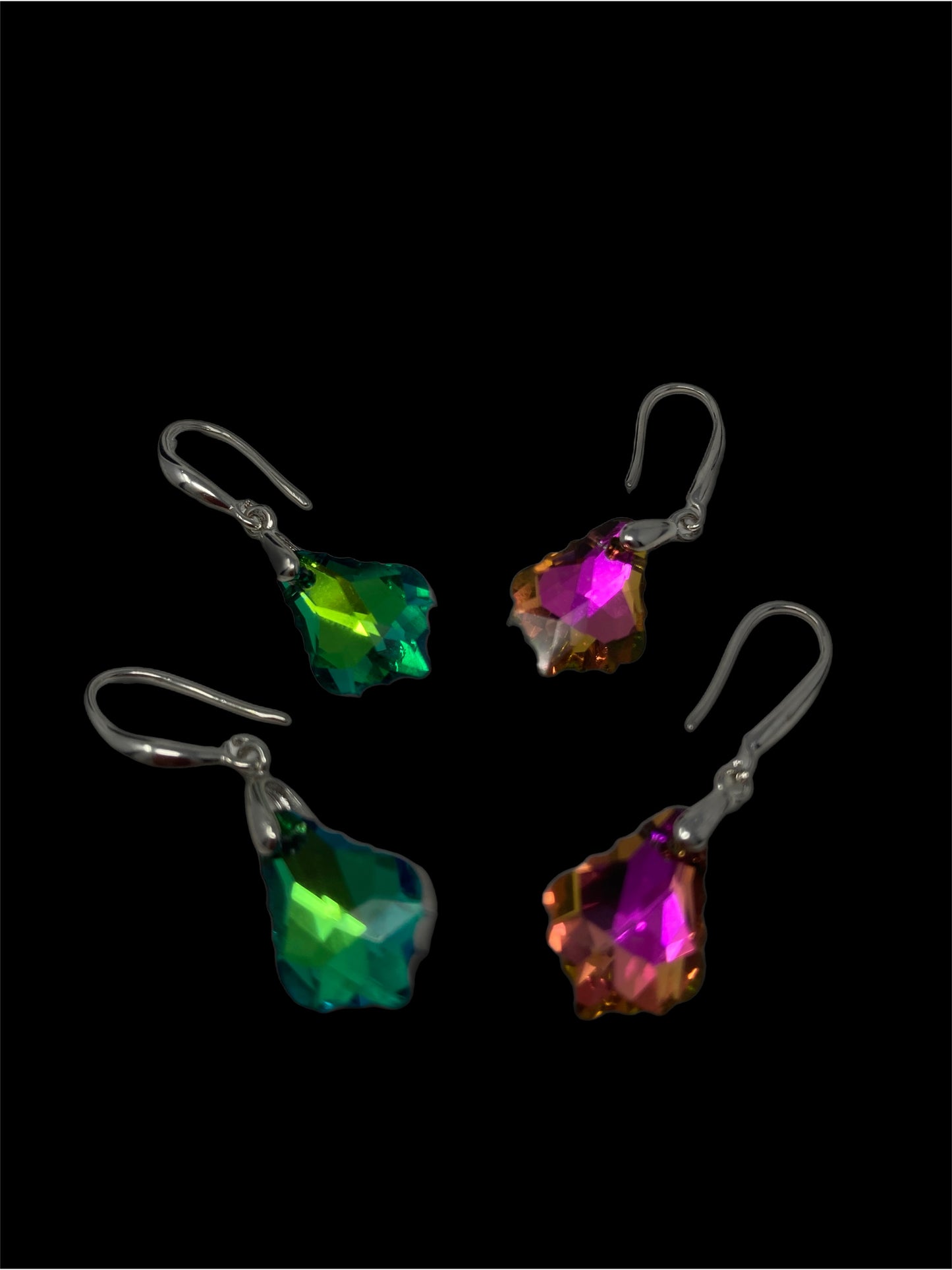 Two Pair of Faceted Crystal Earrings