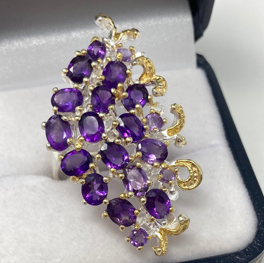 Cascading Genuine Amethyst Ring