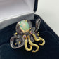 Adorable Genuine Opal Octopus Ring