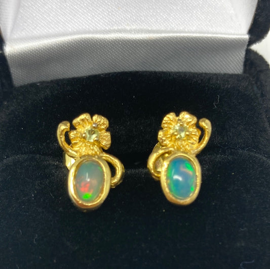 Petite Fiery Opal Earrings
