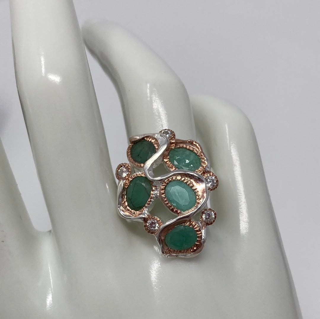 Genuine Emerald Encrusted Ring