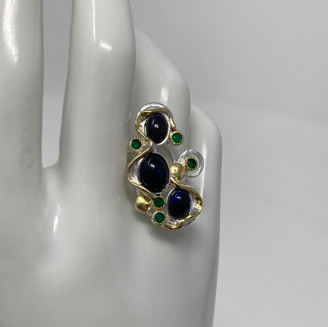 Genuine Black Opal Ring