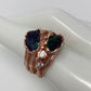 Rare Unusual Faceted Genuine Black Opal Ring