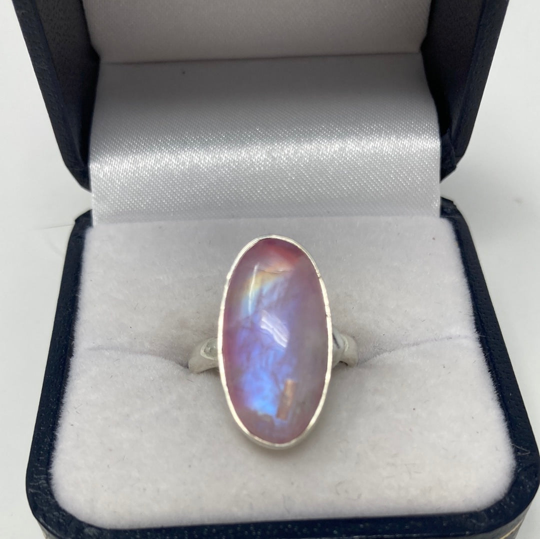 Genuine Rare Pink Moonstone Ring