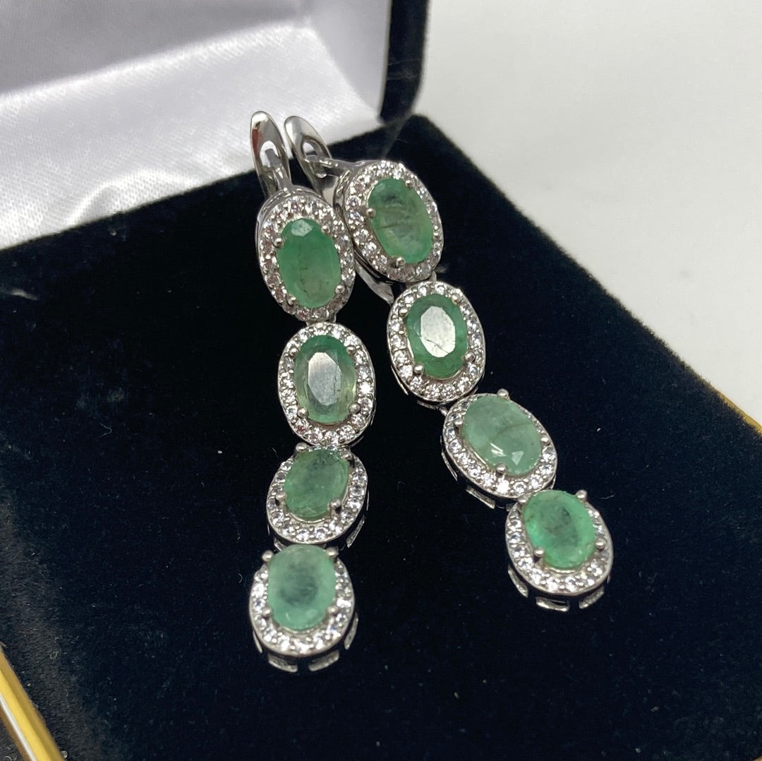 Enchanting Genuine Emerald Earrings