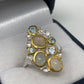 Genuine Opals & Blue Topaz Ring