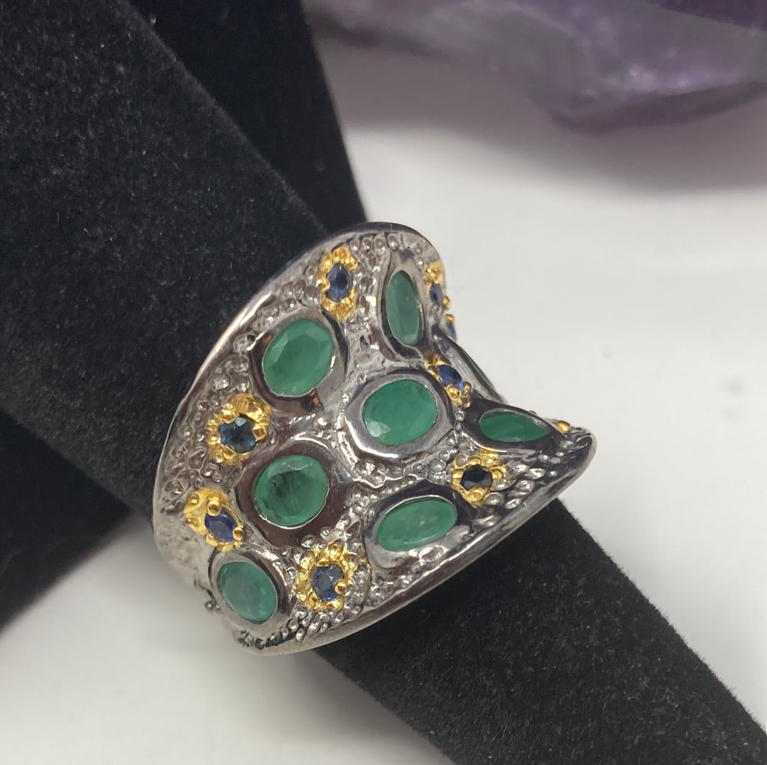 Genuine Emerald Artistic Contemporary Ring