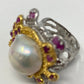 Genuine Luscious Baroque Pearl Embellished with Genuine Rubies
