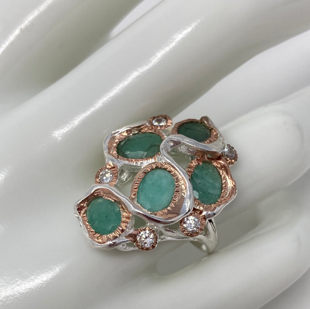 Genuine Emerald Encrusted Ring