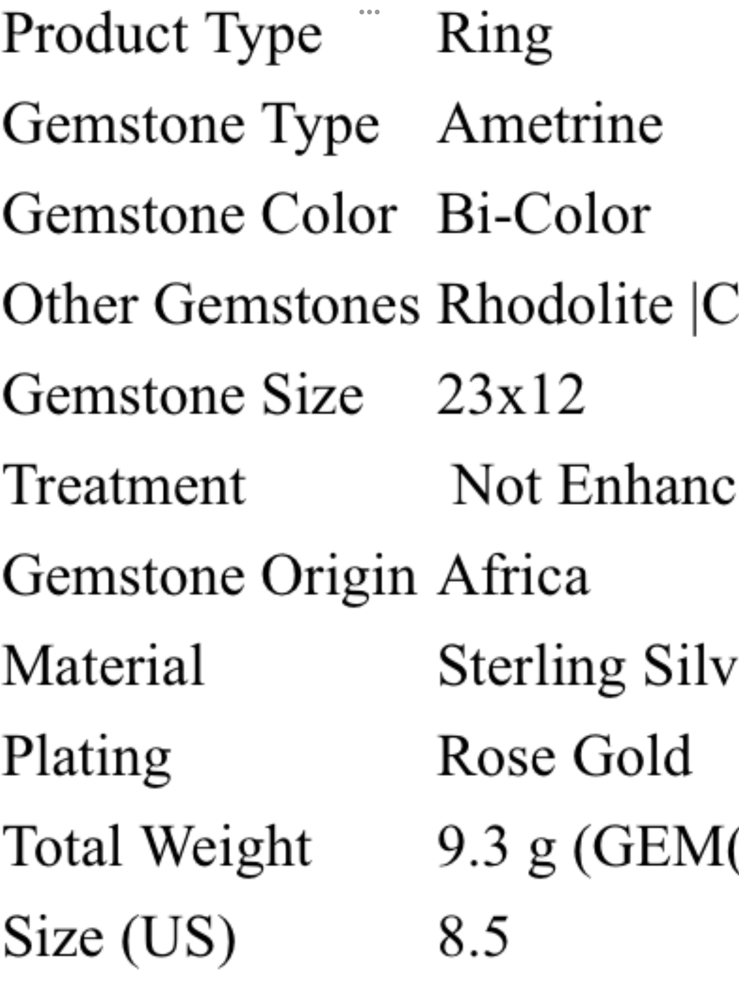 Awesome Genuine 18 CTW Ametrine Ring