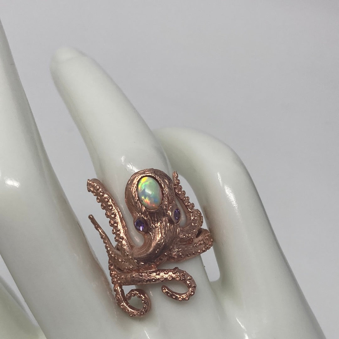 Genuine Opal Octopus Ring