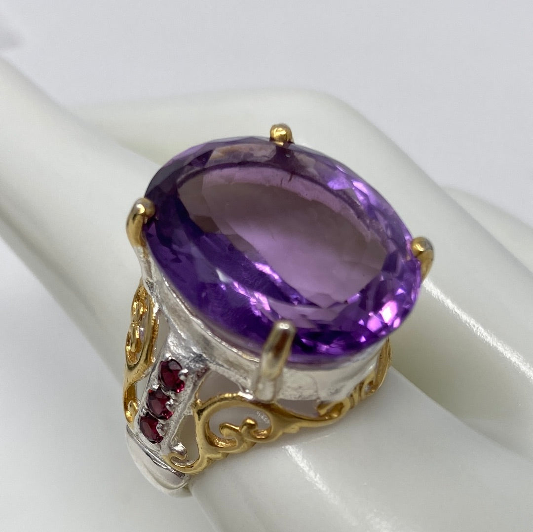 Outstanding 20+ CTW Genuine Amethyst Ring