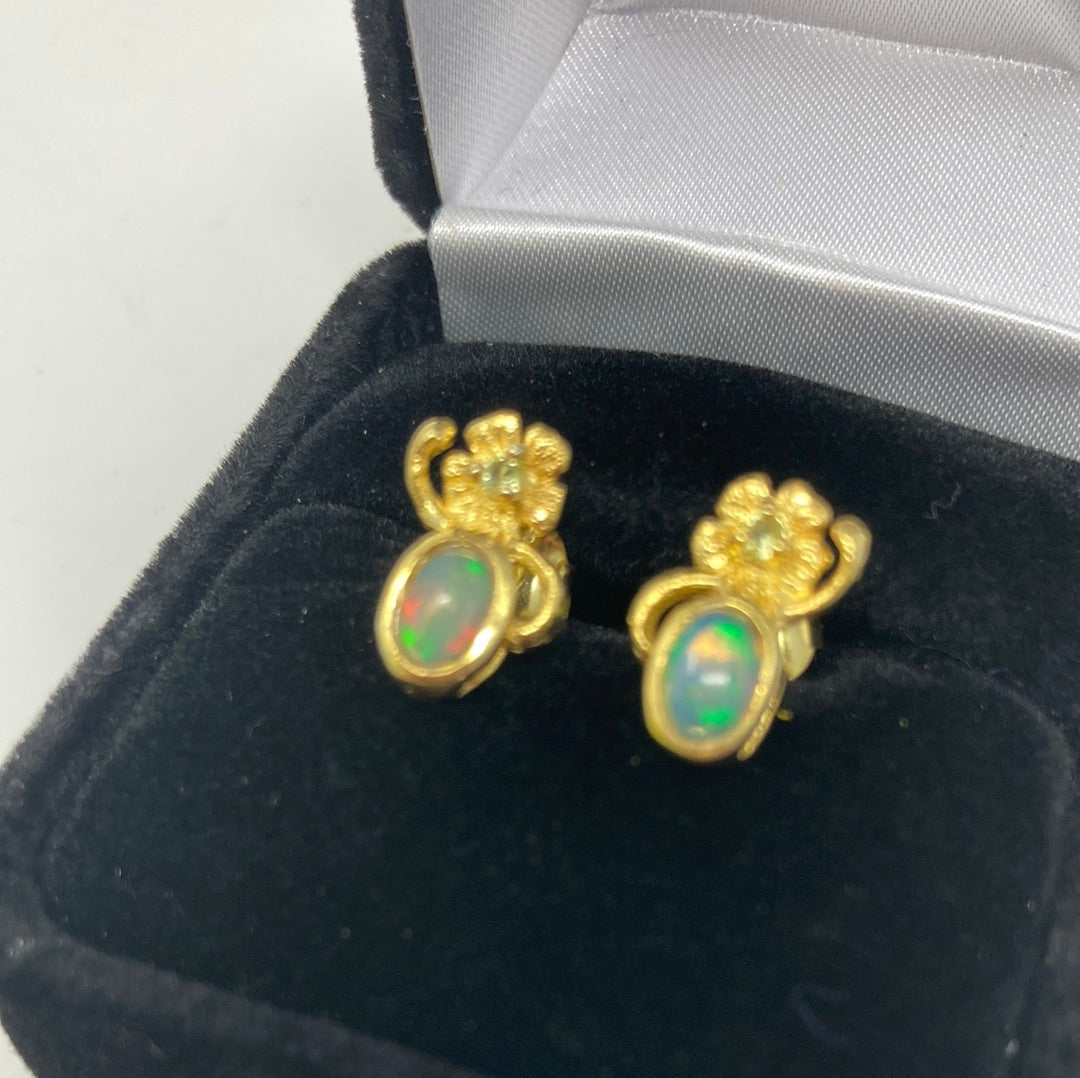 Petite Fiery Opal Earrings