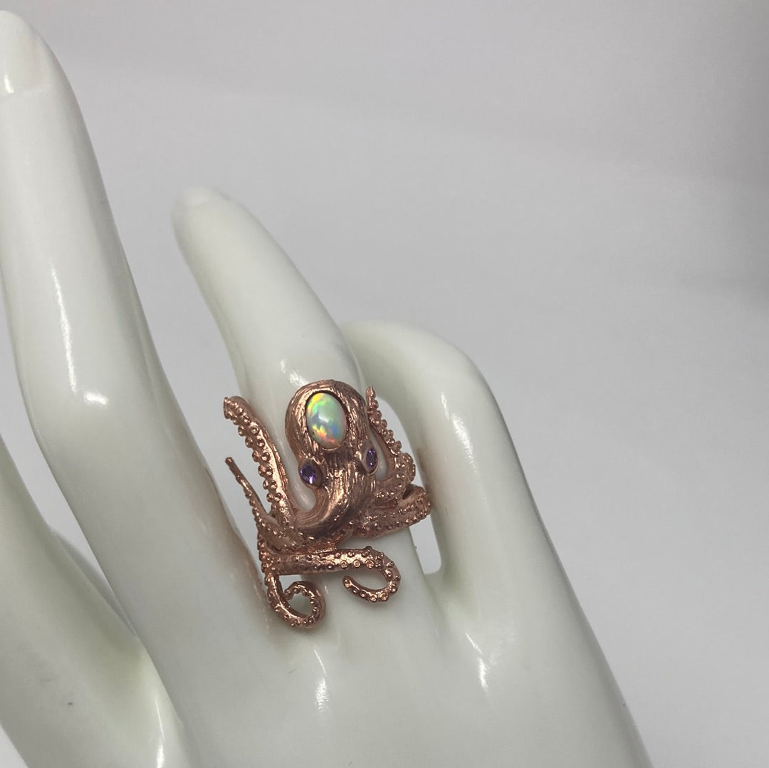 Genuine Opal Octopus Ring