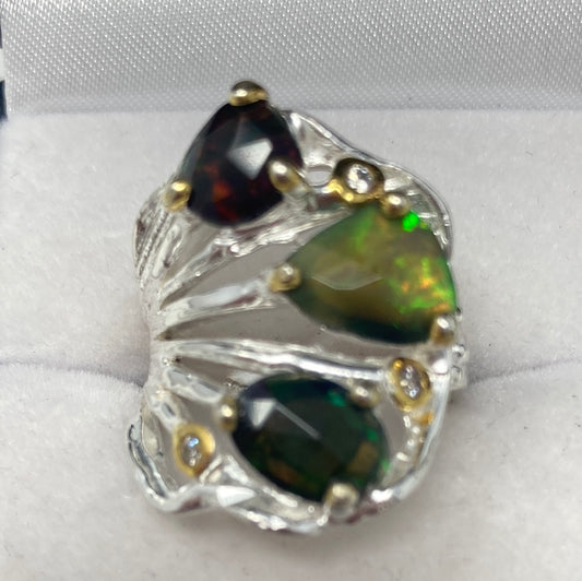 Genuine Black Opal Ring