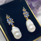 Genuine Sapphire & Baroque Pearl Earrings