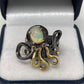 Adorable Genuine Opal Octopus Ring