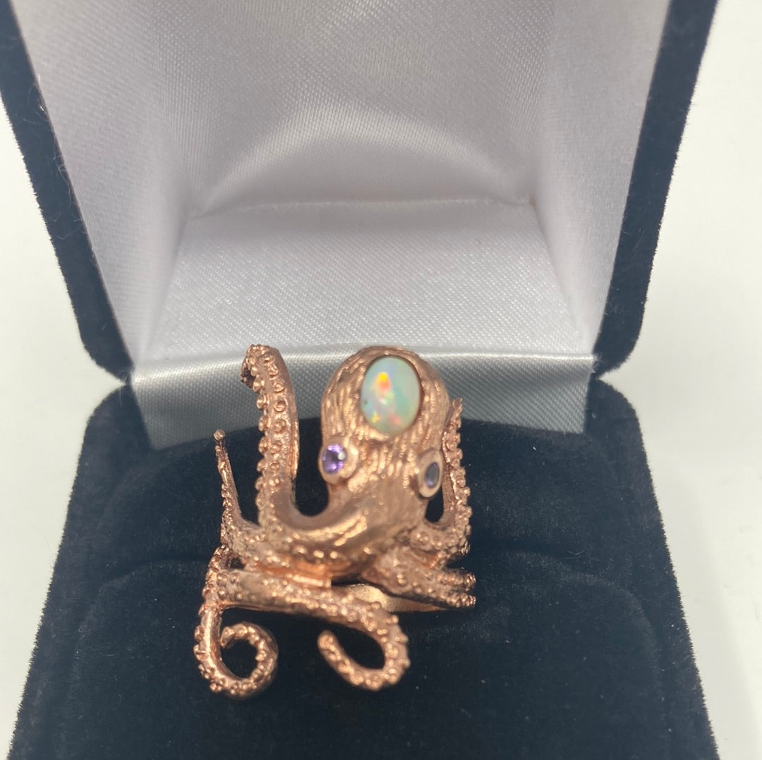 Genuine Opal Octopus Ring